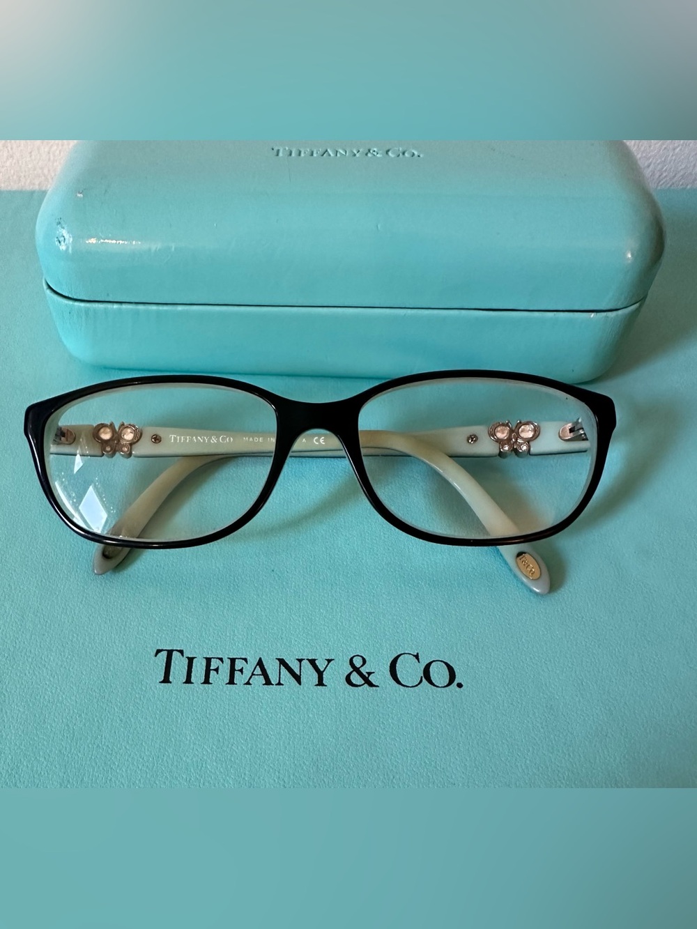 Tiffany & Co. Black & Blue Rhinestone Eyeglass Frames - Picture 2 of 10